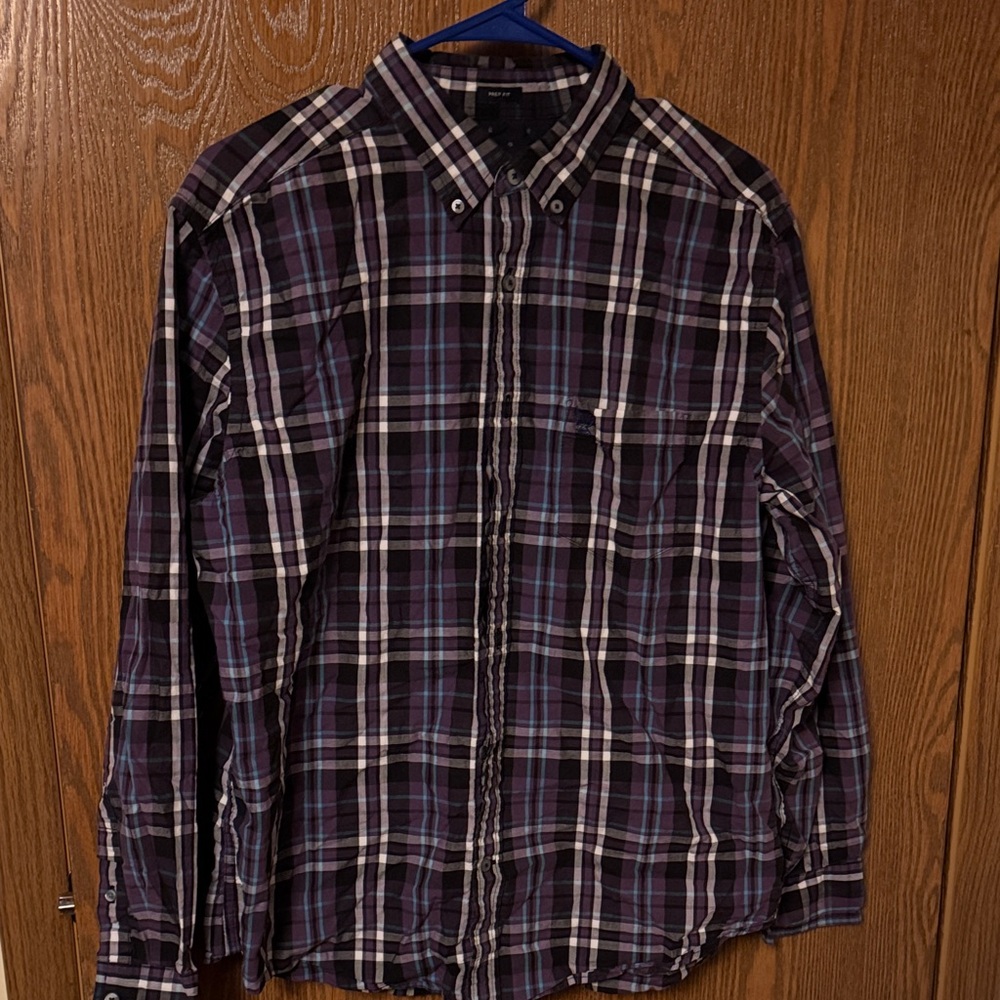 American Eagle Outfitters Purple Plaid Casual Shirt